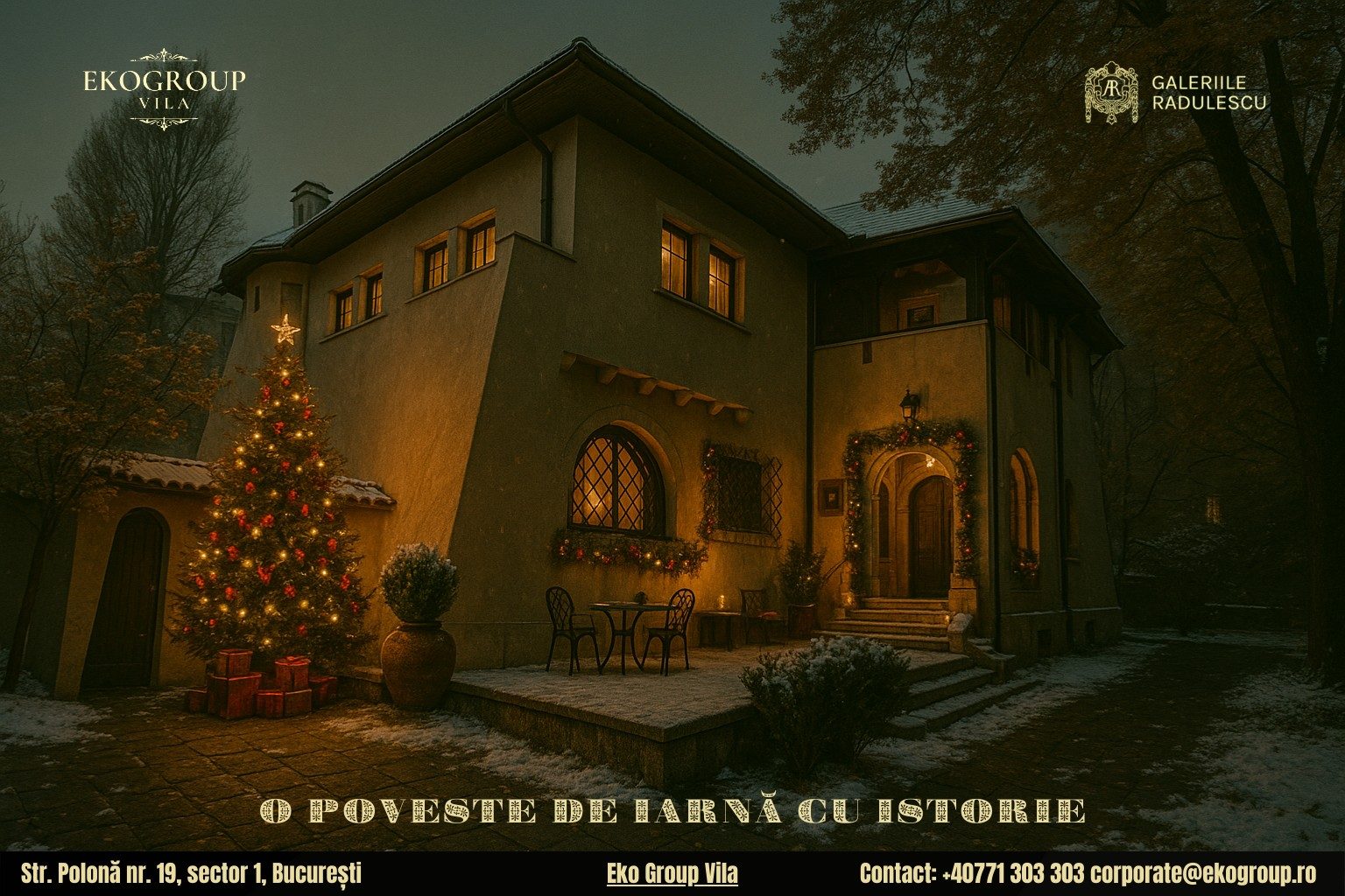 O poveste de Crăciun în atmosfera anilor ’30: eleganța interbelică revine la fosta Casă Tătărăscu, azi Eko Group Vila